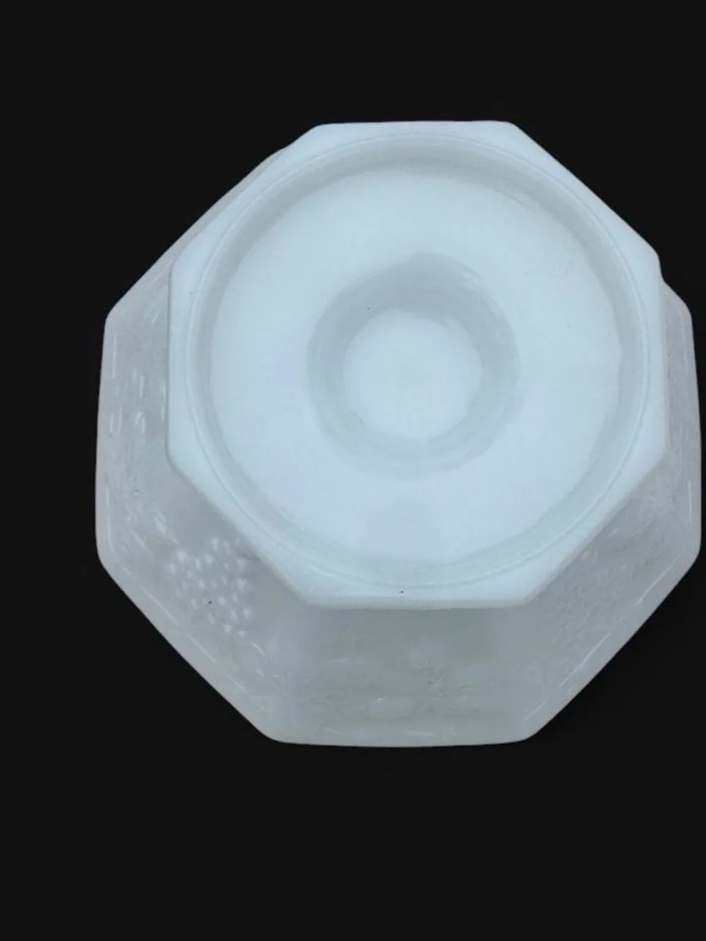 Anchor Hocking White Milk Glass Fruit Motif Pedestal Bowl